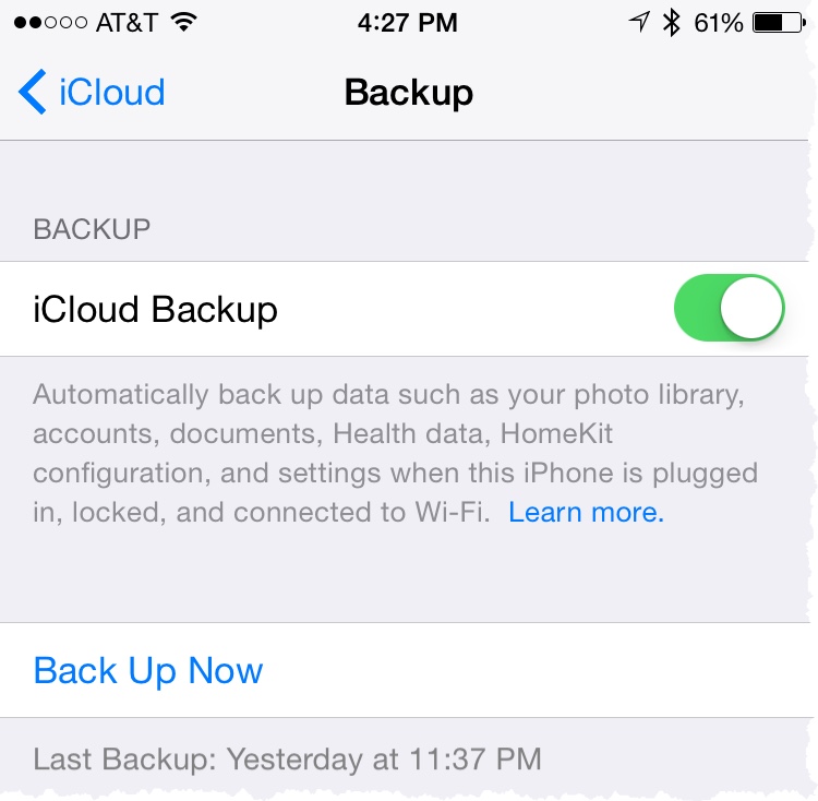 iCloud backup - Making Cognitive Connections