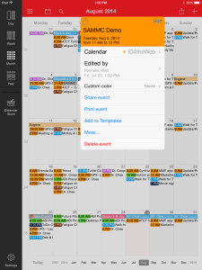 Week Calendar event details screen