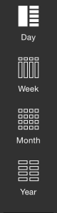 Navigation buttons for Day view, Week view, Month view, and Year view